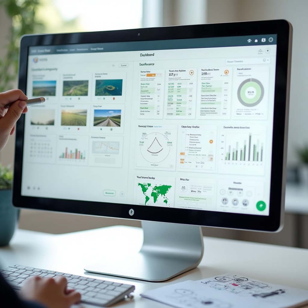 Customizable dashboard interface showing various data panels