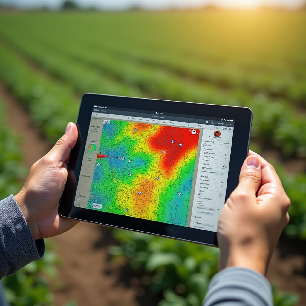 Field map showing color-coded data zones