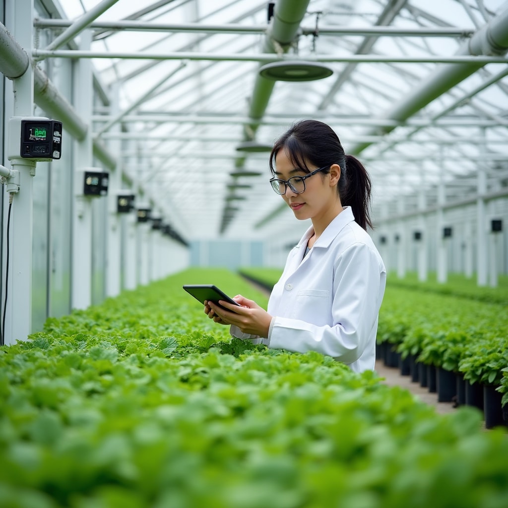 Modern greenhouse with monitoring systems